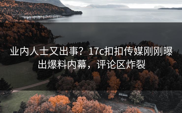 业内人士又出事？17c扣扣传媒刚刚曝出爆料内幕，评论区炸裂