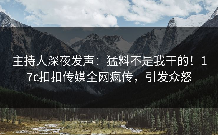 主持人深夜发声：猛料不是我干的！17c扣扣传媒全网疯传，引发众怒