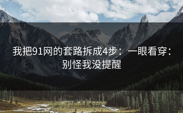 我把91网的套路拆成4步：一眼看穿：别怪我没提醒